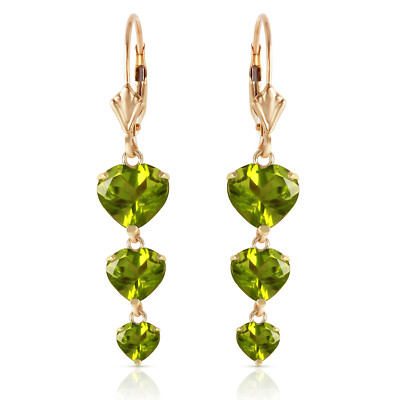 14K. MASSIVER GOLD KRONLEUCHTER OHRRING MIT PERIDOTS (Gelbgold)