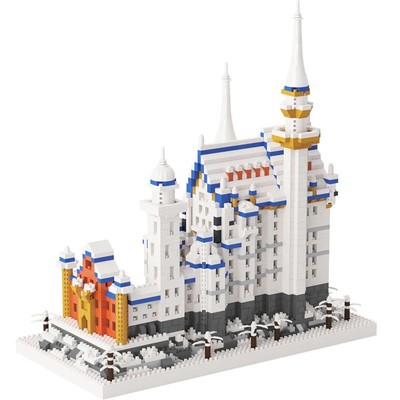 Mini World Architecture Snow New Swan Stone Castle Blocks Bricks Building Toy