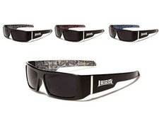 LOCS Sunglasses Inside Bandana Prints Flat Top Plastic Frames Dark Lenses Sport.