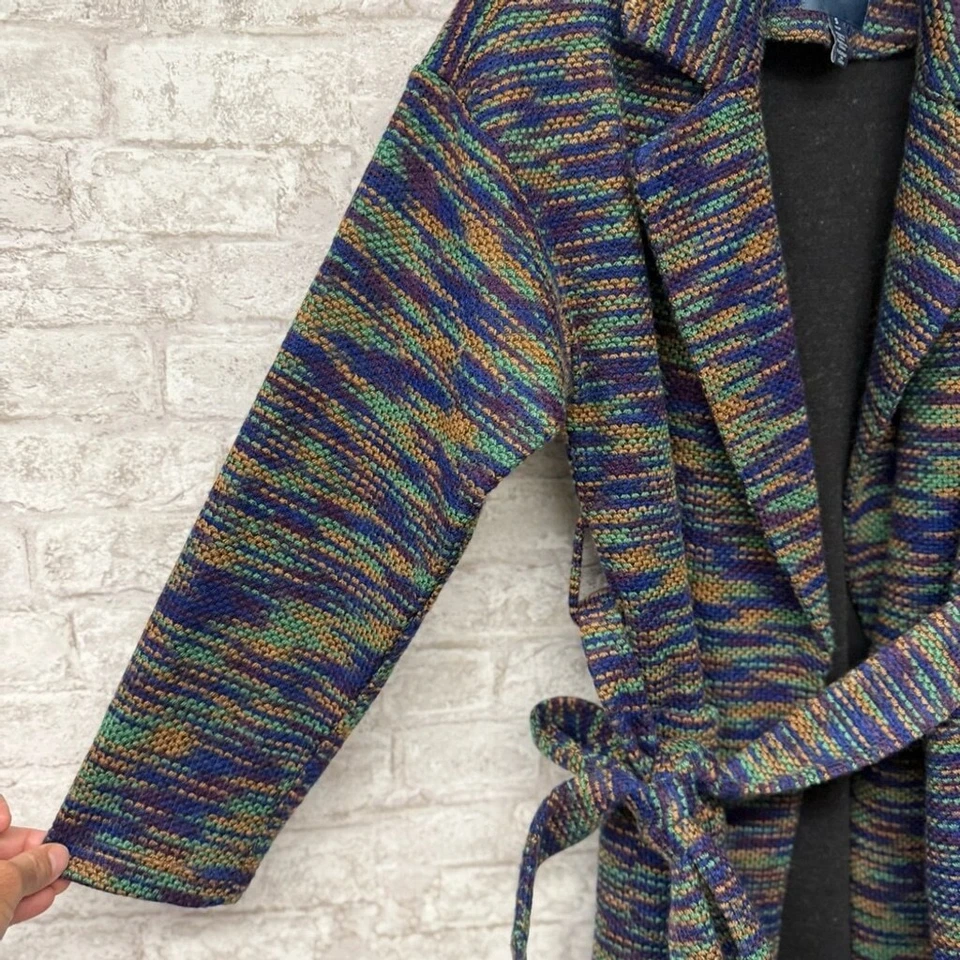 ModCloth Multicolor Drinks by the Fire Sweater Coat Women’s Sz Small Green Blue - Image 2 of 4