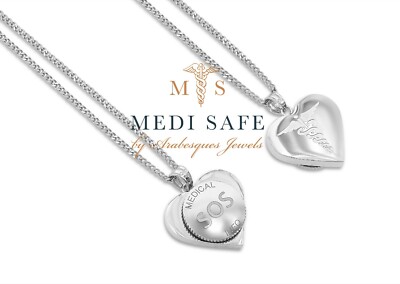 PREMIUM DAMEN HERZ SOS HALSKETTE/ANHÄNGER/KETTE. WASSERDICHTER VITAL MEDIZINISCHER ALARM