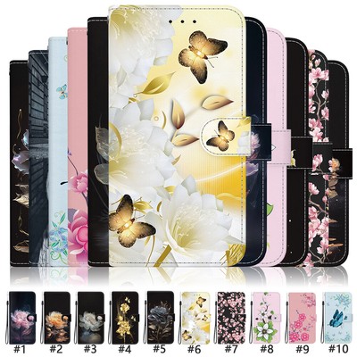 For Motorola G9 G84 G8 G73 G72 Creative Painted Flower Pattern Wallet Phone Case