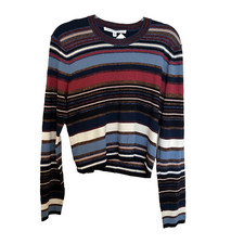 VERONICA BEARD Cropped Pullover Lightweight Sweater Multi Striped XL