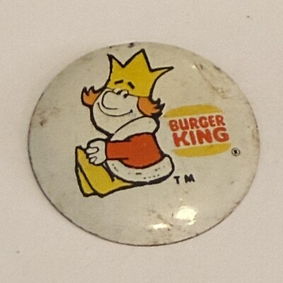 Burger King Fold Over Litho Style Button VTG Advertising Cartoon King