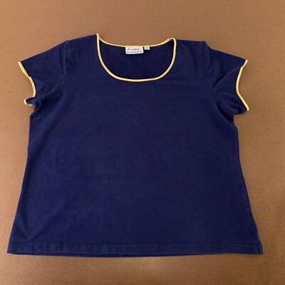 Linea Louis Dell'Olia Women's 1X Navy Blue Short Sleeve Scoop Neck Pullover Top