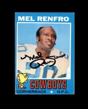 MEL RENFRO Hand Signed 1971 Topps Dallas Cowboys Autographed
