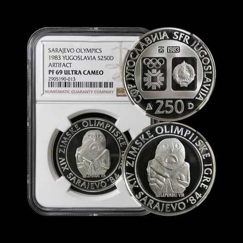 YUGOSLAVIA. 1983, 250 Dinara, Silver - NGC PF69 - Lepenski Vir, Praroditeljka