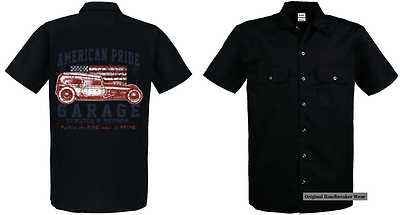 Worker Shirt mit V8 Oldschool Hot Rod-,US Car-& `50 Stylemotiv Modell American 