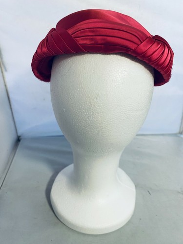 Vintage Ladies Dress Hats Pink Satin w/ Lace + Christine Original Black Feather - Picture 9 of 11