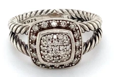 David Yurman Petite Albion Ring (Size 6) Sterling Silver w/ Pave-set Diamonds