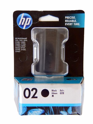 Cartouche D'encre Noire HP 02 Originale - Compatible Photosmart, Boîte Détail