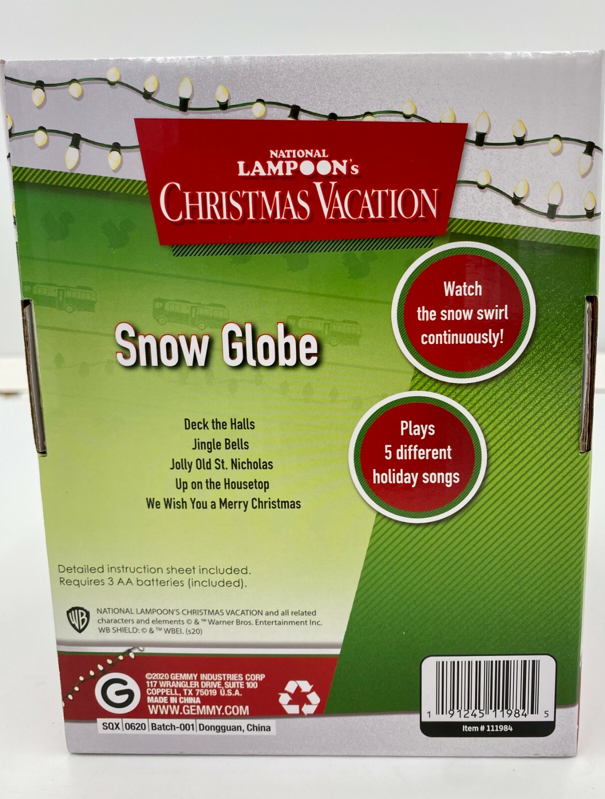National Lampoons Christmas Vacation Snow Globe Plays Music New Clark