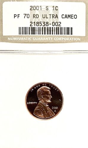 2001-S LINCOLN MEMORIAL CENT PROOF NGC PF-70 RED ULTRA CAMEO - Picture 1 of 3