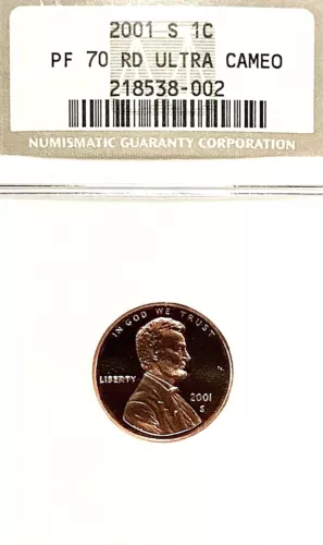 2001-S LINCOLN MEMORIAL CENT PROOF NGC PF-70 RED ULTRA CAMEO