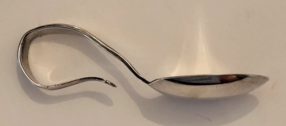 1918 ONEIDA Community Silverplate ADAM Baby Feeding Spoon Curved Handle YK - Image 3 of 4