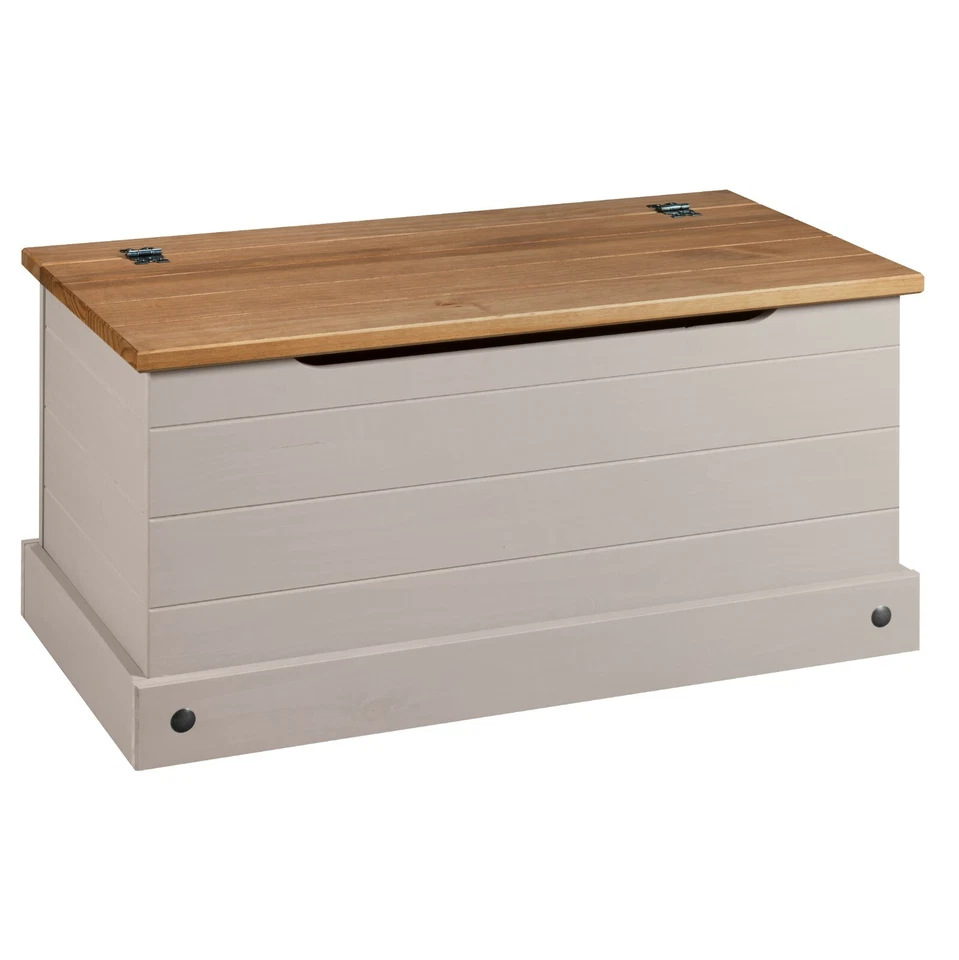 Corona Blanket Box Trunk Storage Chest Ottoman Pine Wood Grey Toy Chest Bedding - Image 2 of 4