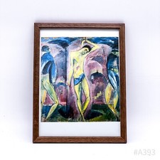 Vintage Cornice Di Legno Con Stampa Artistica & Inserto IN Vetro, con Cornice