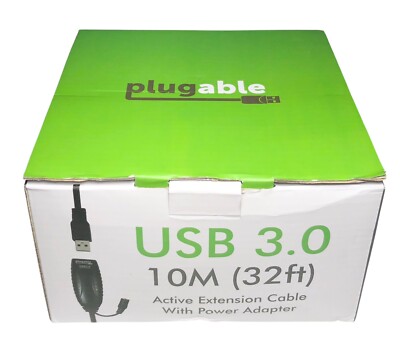 Plugable USB 3.0 10M 32ft Extension Cable with Power Adapter USB3-10M-D FREE S/H