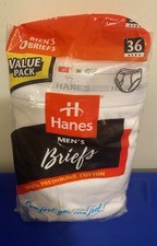 Vintage 1997 Hanes 6 Pack White Cotton Briefs Underwear Men's Size 36 New