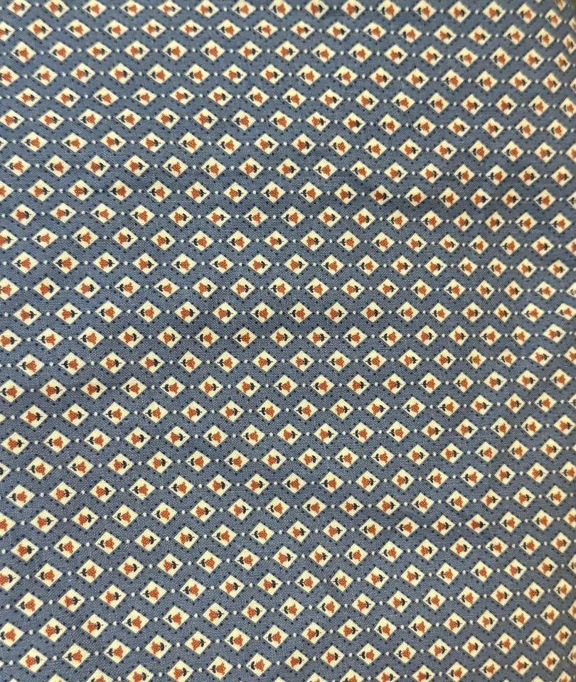 Vintage Wamsutta Cotton Fabric 2 Yards Blue Geometric Floral Print 43” Wide - Image 2 of 4