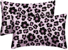 Home Satin Pillowcase for Hair and Skin Queen - Printed Sweet Leopard Silk P