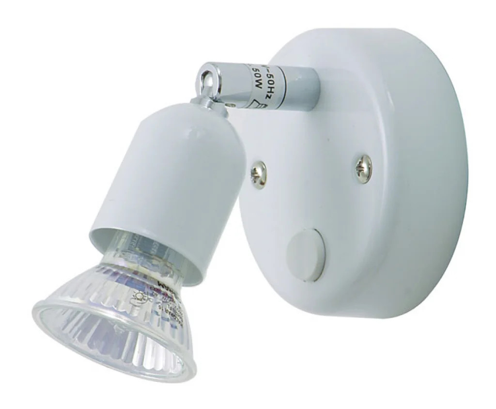 Wall Light White Bas Spot Switched Oaks Lighting 4001 SW WH