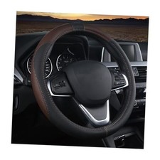 Car Steering Wheel Cover, Soft Leather Steering Wheel Protector, Black/Coffee