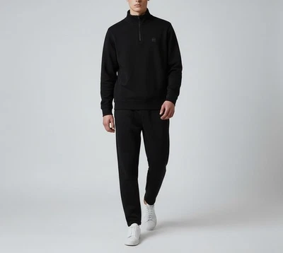 Hugo Boss Orange Label Zetrust Sweatshirt Homme Taille M Noir 1/4 Zip - Photo 1/4