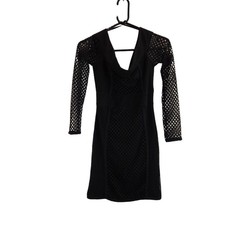 missguided womens dress black off the shoulder long fish net sleeve size 12