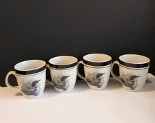4 FOLKCRAFT Stoneware Mug LOON LAKE by Scotty Z 