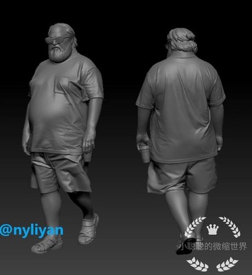 1/35 1/43 1/64 Fat Uncle T-Shirt Man Scene Props Figure Model For Cars Vehicles