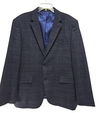 Kenneth Cole Awareness Navy White Tweed Weave lined Sport Coat 44 Slim Fit Fine