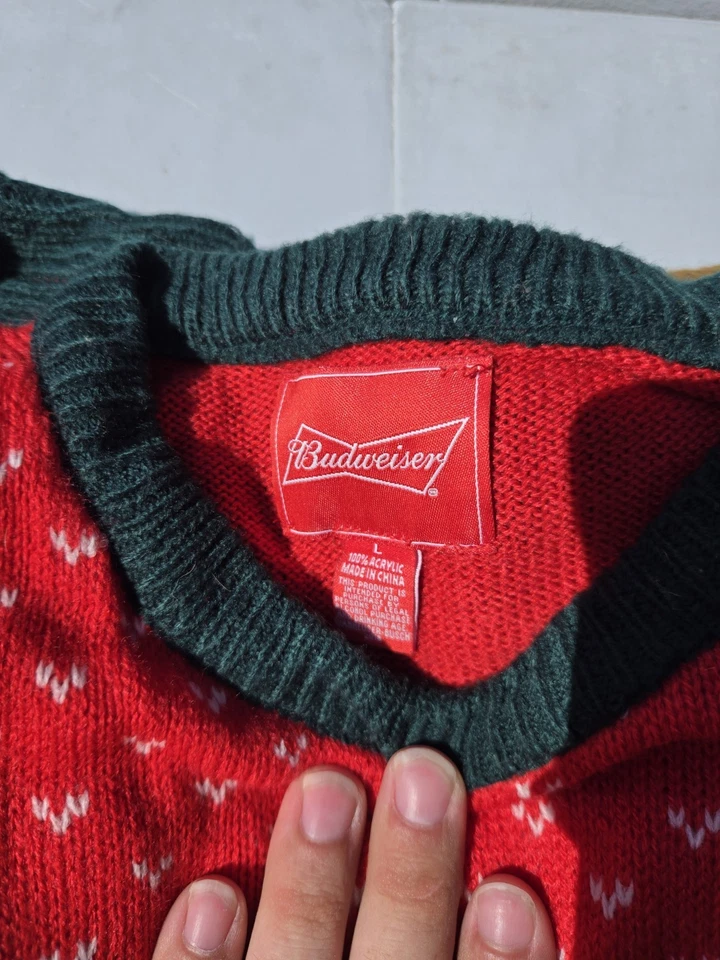 Budweiser лошадей Рождественский свитер мужской L уродливый свитер - Изображение 3 из 3