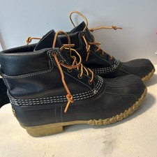 Vtg LL BEAN BOOTS USA MADE LEATHER NAVY BLUE HUNTING SHOES 9 Mens 10.5 Women s