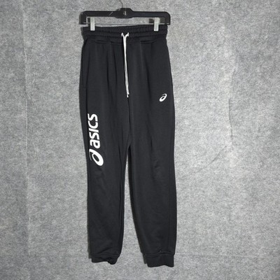 Asics Joggers Mens Small Black Athletic Sweatpants Logo Tapered Track Pants S