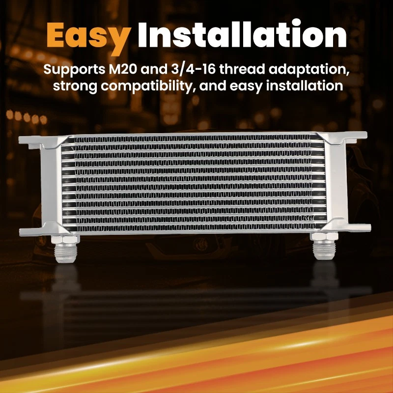 Universel 13 Rangée AN-10 Moteur Huile Radiateur Huile Cooler Kit Argent Neuf - Photo 3/4