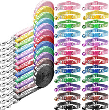 48 Pcs Dog Collar and Leash Set, Polypropylene Adjustable Puppy Collars for Medi