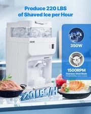 New Commercial Ice Shaver CrNewher, 220lbs Per Hour Electric Snow Cone Maker wit