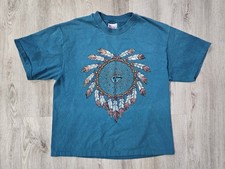 Vintage Adult Teal Native American T-shirt, Size M