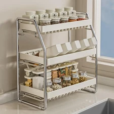 Spice Rack 3 Tier Kitchen Countertop Organiser Seasoning Rack Bathroom Tiered...