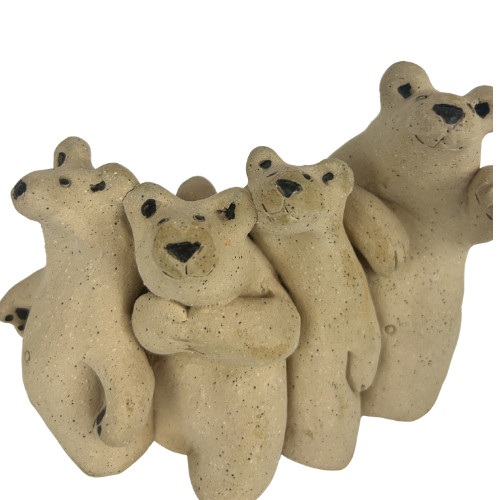 Michele Dube Family of Bears Pottery Sculpture Signed Art Pottery Bear Figurine