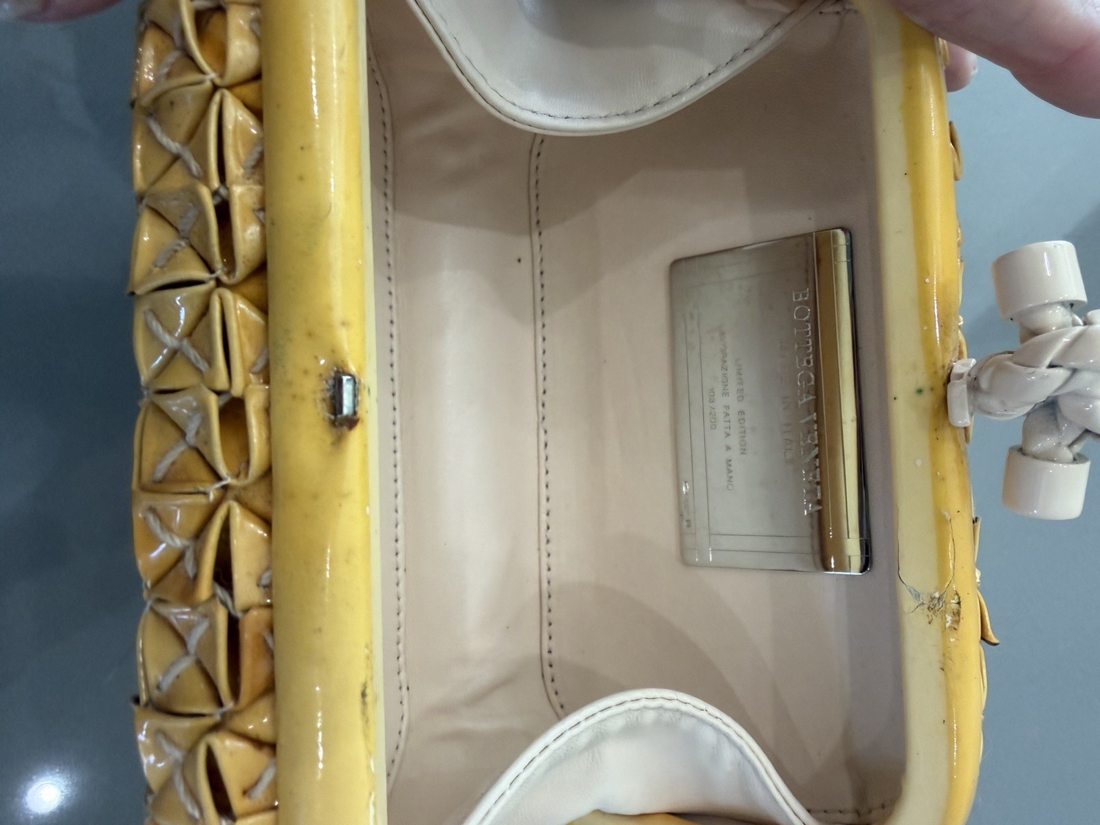 Bottega Veneta Knot- embellished Leather Yellow  Bag Clutch Limited Edition thumbnail 10