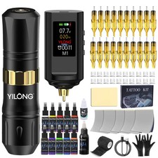 Tattoo Gun Kit Complete Rotary Pen Machine with Tattoo Needles for Beginner