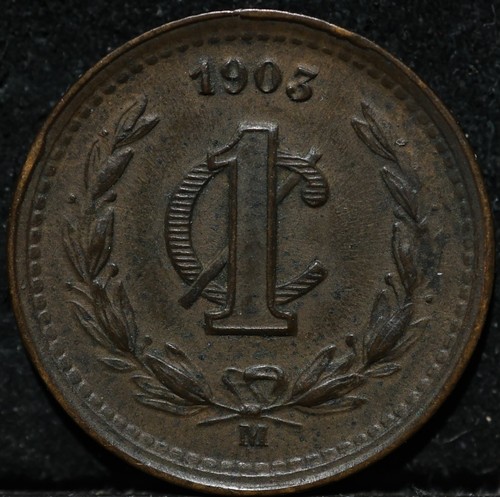 Mexico 1 Un centavo 1903 M old antique copper coin Scarce condition  - Afbeelding 1 van 2