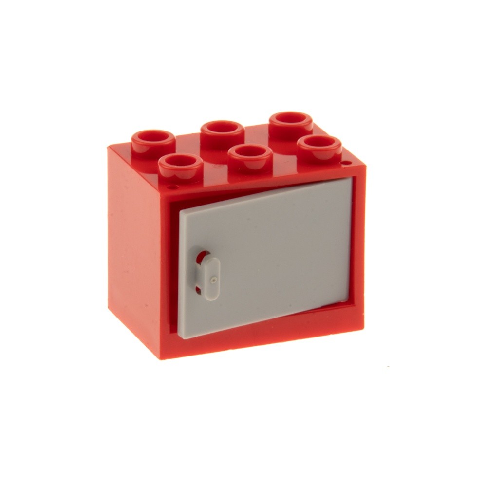 1x Lego Cabinet Housing 2x3x2 Red Door New-Light Gray Box 4533 92410 4532b