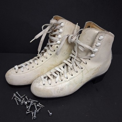 Vintage Risport ice Star Figure skates BOOT ONLY White with screw Women's Size 8