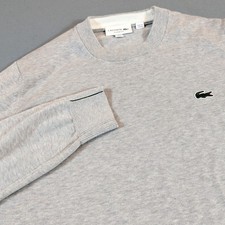 Lacoste Classic Fit Crew Neck Long Sleeve Sweater Light Gray Men's Size S