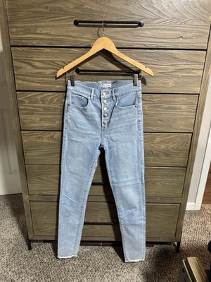 Loft Size 26T Womens Jeans Button Fly High Waist Skinny Stretch Light Wash Tall