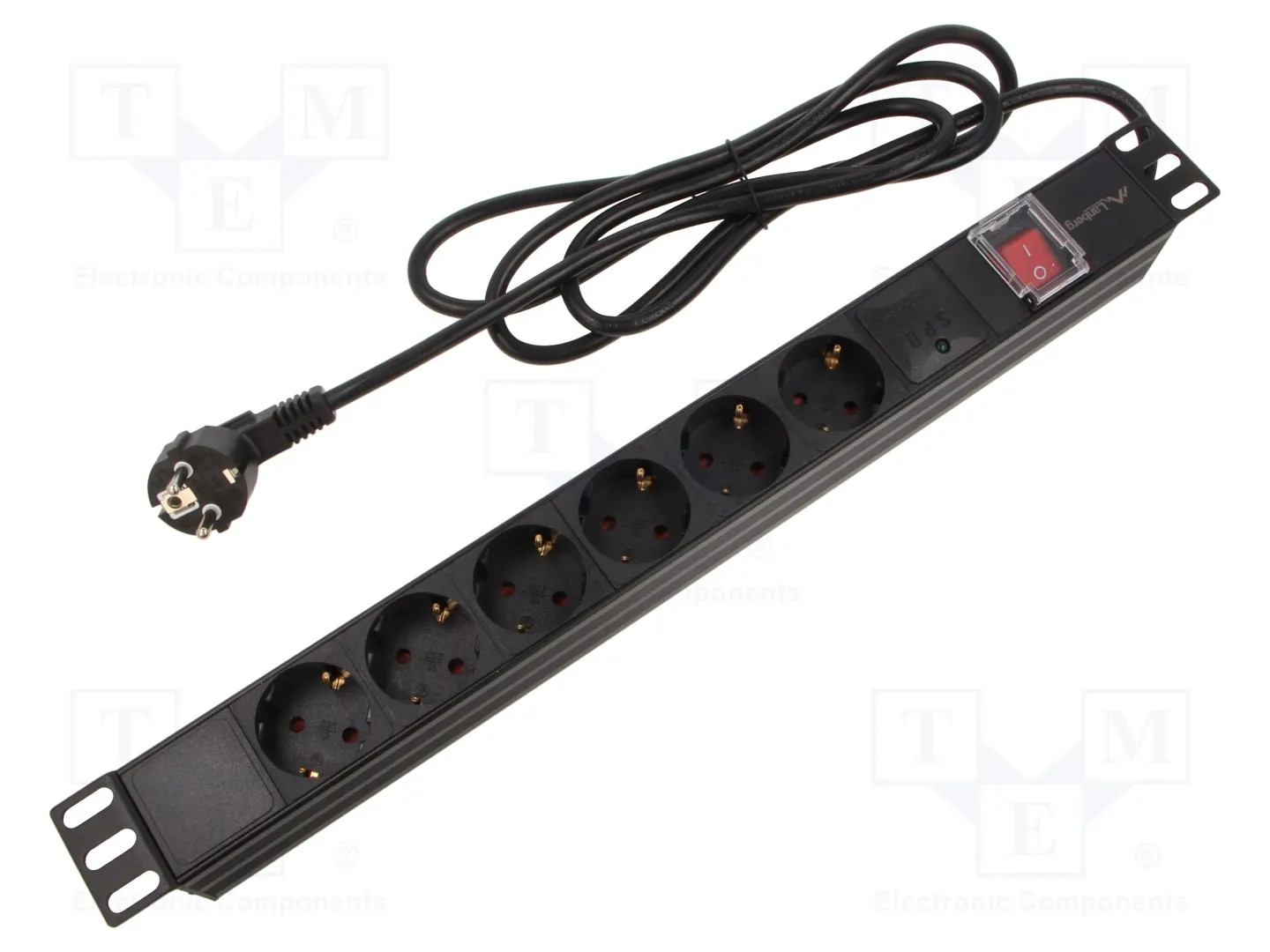 PDU Lanberg PDU-06F-0200-BK 6 Salidas Tipo F 1U Conmutado Monofásico 2m Aluminium Negro - Imagen 3
