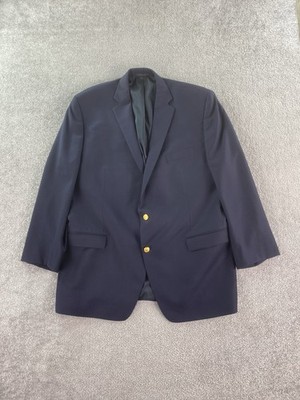 Ralph Lauren Blazer 48 L Navy Wool Gold Button Logo Crest Premium Sport LRL